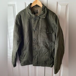 VINTAGE OLD NAVY Olive Green Distressed Cotton Military Utility Jacket SZ M